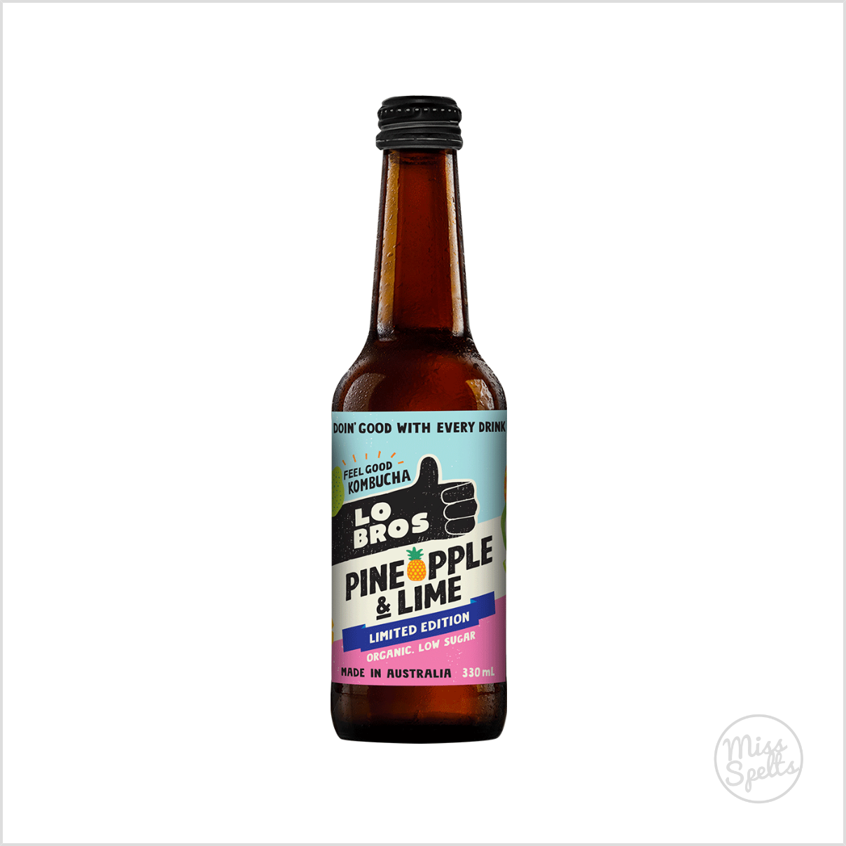 Lo Bros Kombucha Pineapple & Lime 330ml Miss Spelt's Organics