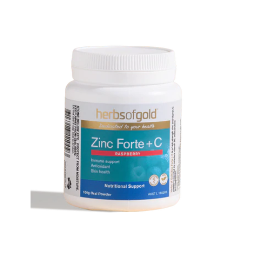 Herbs Of Gold Zinc Forte + C 100g - Immune Support Supplement With Free Same Day Post